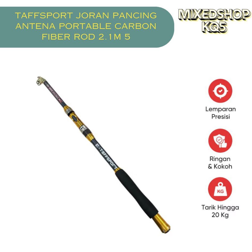 TaffSPORT Joran Pancing Teleskopik Fiberglass 210cm 6 Section Portable