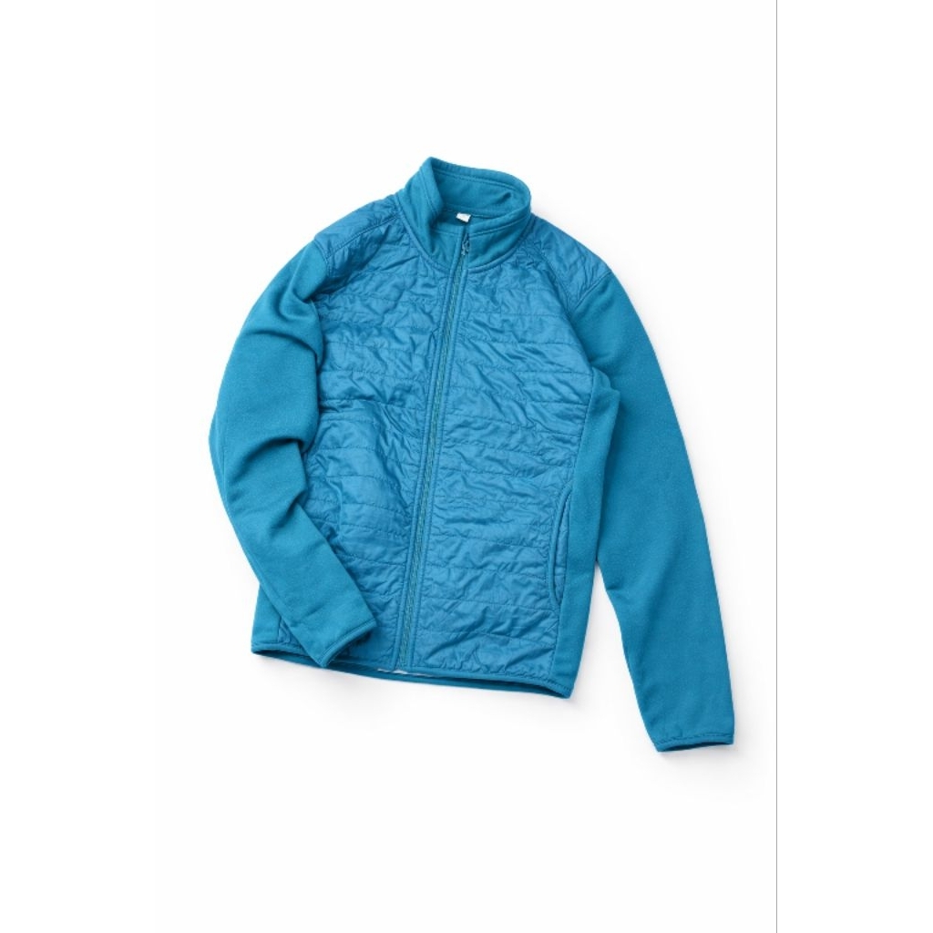 jaket outer unisex pria wanita by Uniqlo Fleece air tech biru tosca size M