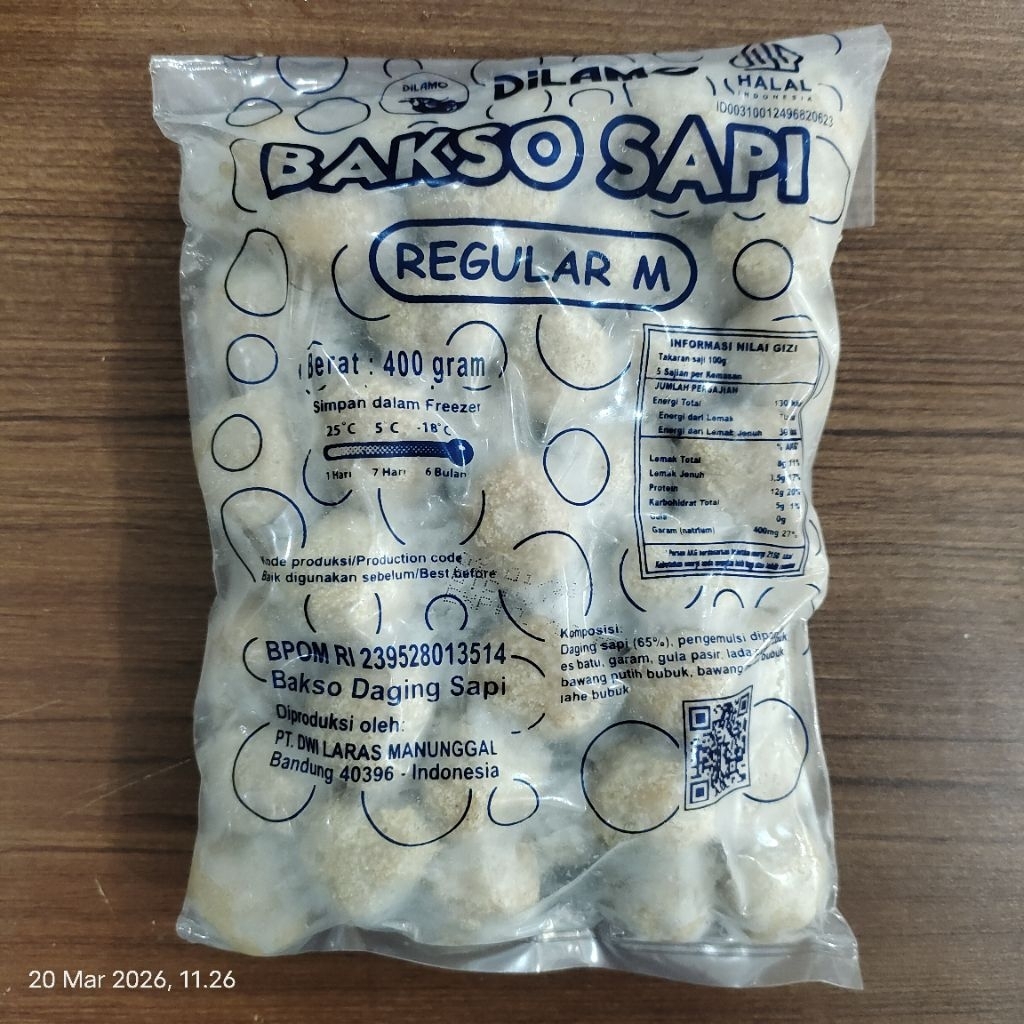 Baso Bakso Sapi Regular M 400gr/50pcs - DILAMO