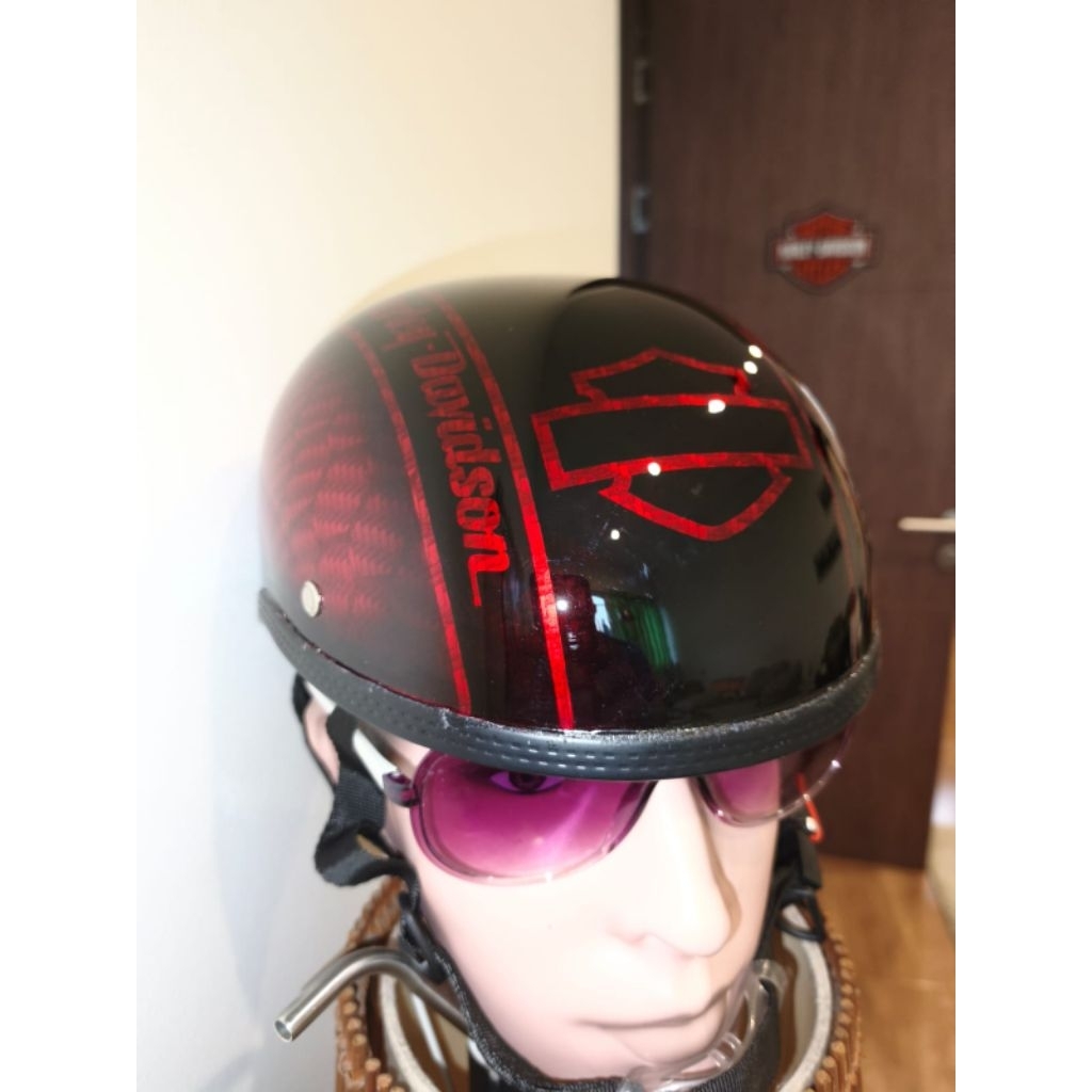 Helm CETOK open face motif carbon red Harley Davidson unisex all size