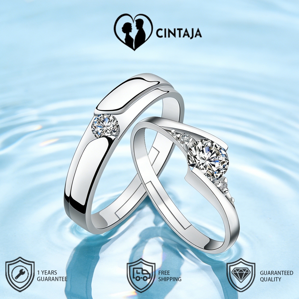 Cintaja Jewelry-cincin tunangan ikat pasangan Titanium Premium untuk Wanita cincin kotak box buat 32
