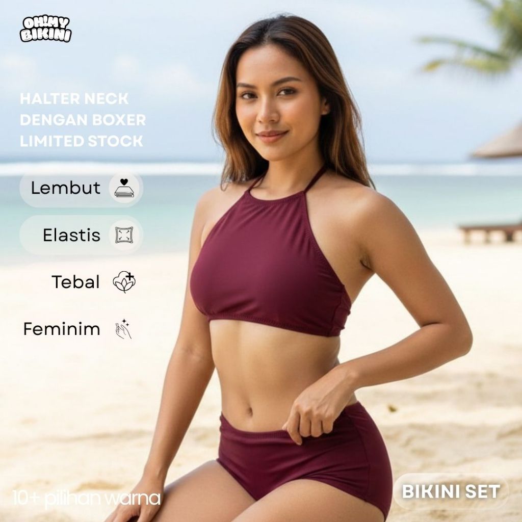 SURFSIDE Bikini Set (POLOS) | Bikini Boxer | Oto Boxer | Bikini Murah | bikini pantai | bikini lucu