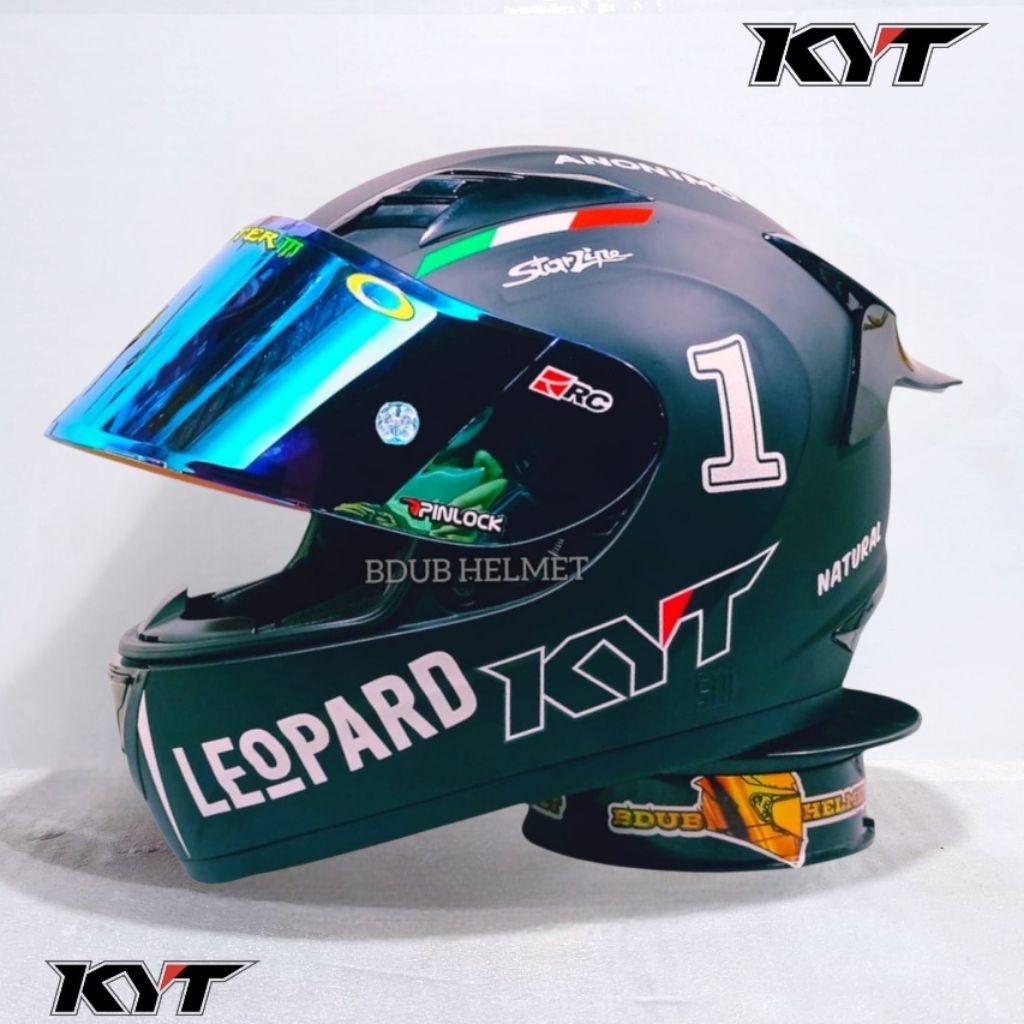 Helm KYT R10 Black dof Leopard (1) original KYT