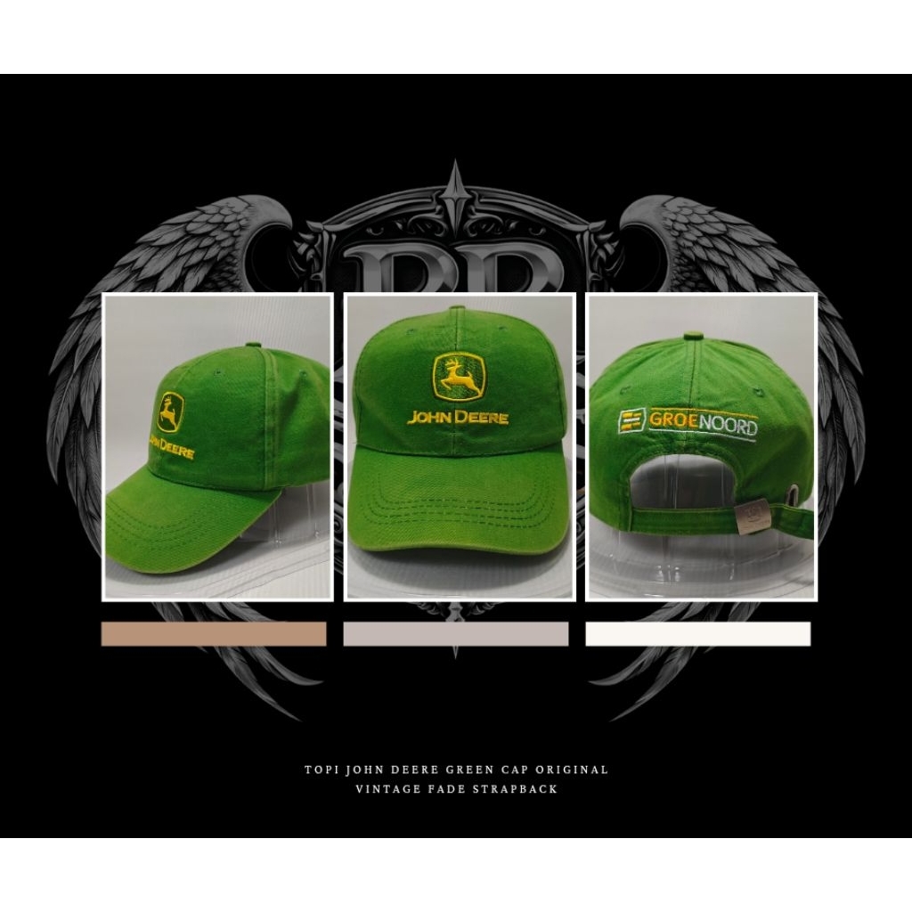 Topi John Deere Green Cap Original Vintage Fade Strapback