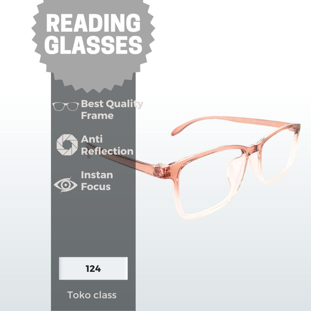 Kacamata Baca Dengan Lensa Kaca Asli Frame 124 Coklat Transparan Antiradiasi dan Lebih Jernih