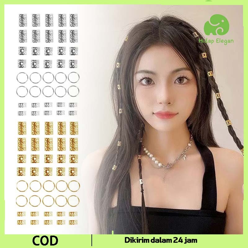 Ring Hijab Cincin Clip 80pcs Gaya Etnik Braid Ring Hijab Dekorasi Kepang Wig Ring Hijab Jepit Univer