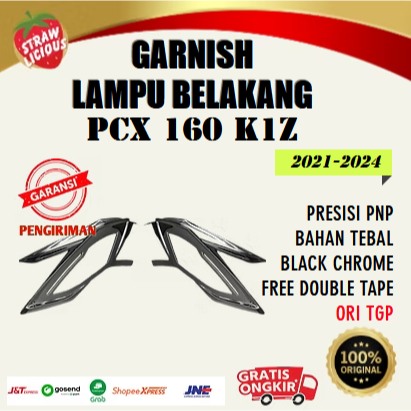 Variasi Aksesoris Garnish Lampu Belakang PCX 160 K1Z 2021-2024 TGP Black Chrome