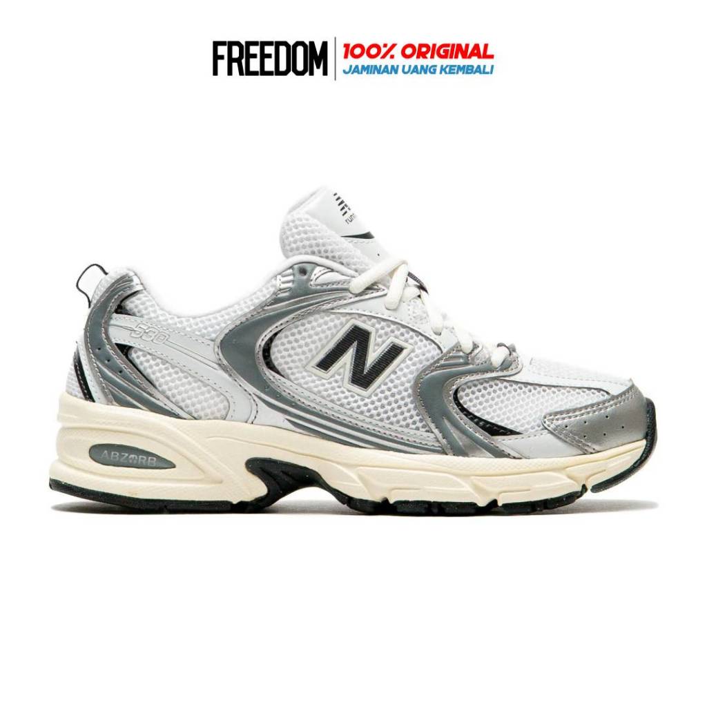 NB 530 Silver Metallic Black Cement ORIGINAL RESMI Sepatu Unisex U530ESA