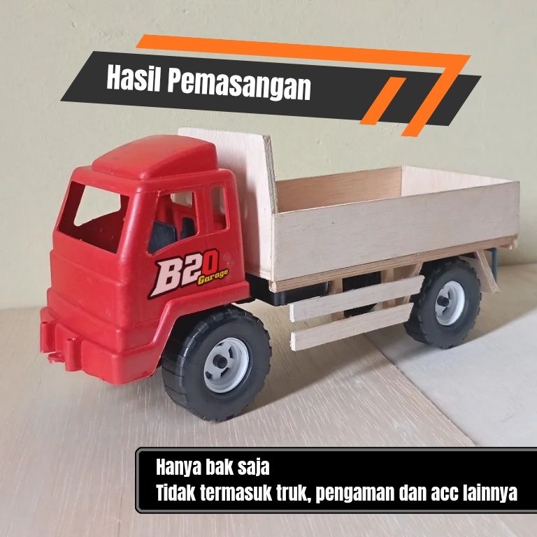 Mentahan Bak Kayu Miniatur Truk Plastik Canter Giga Model Bak Material Bangunan Polos