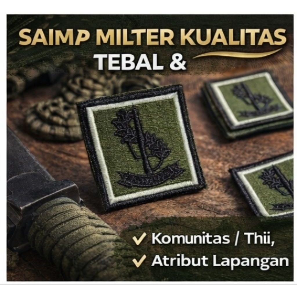 Patch Brevet bordir logo gerilya TNI AD Terbaru | Badge Bordir TNI AD | Patch Militer Hijau Army Pre