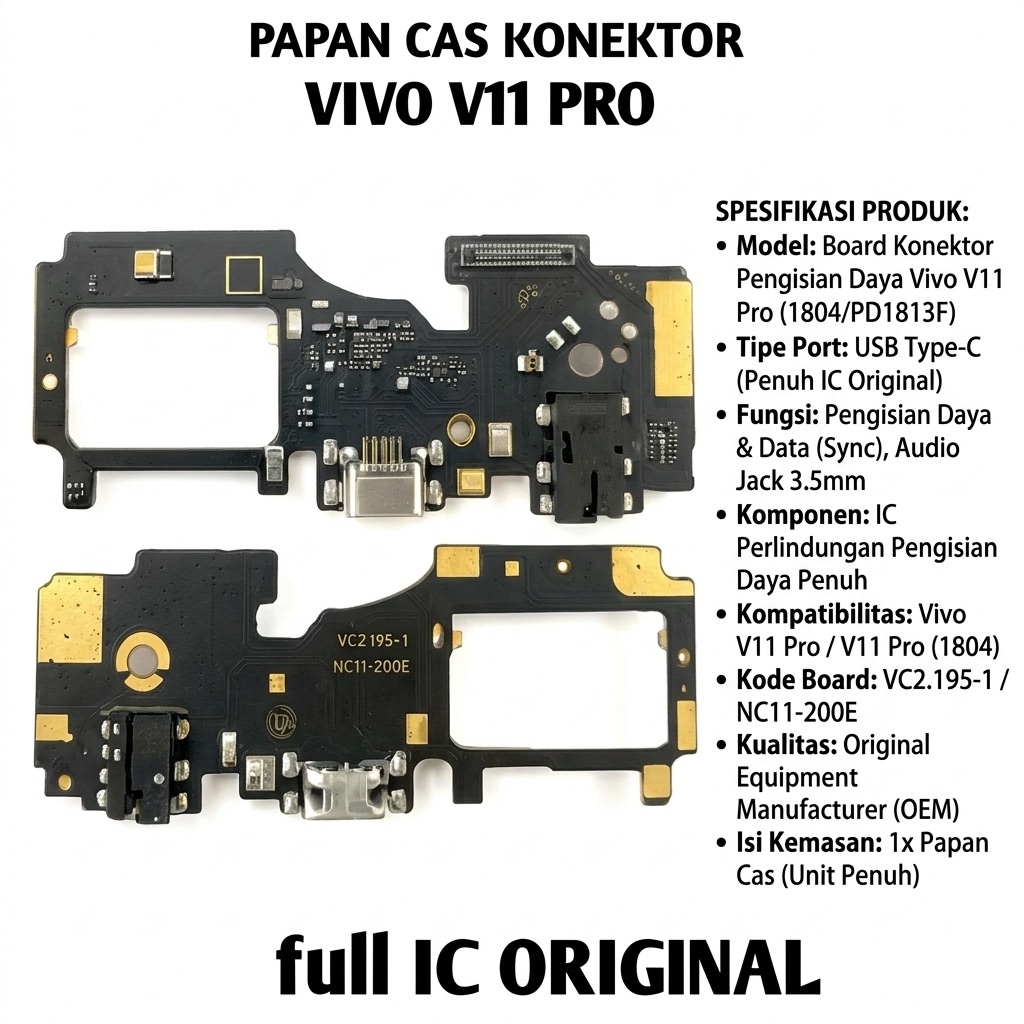 Konektor charger Vivo V11 PRO / Flexible charger Plus IC Papan Cas Vivo V11PRO