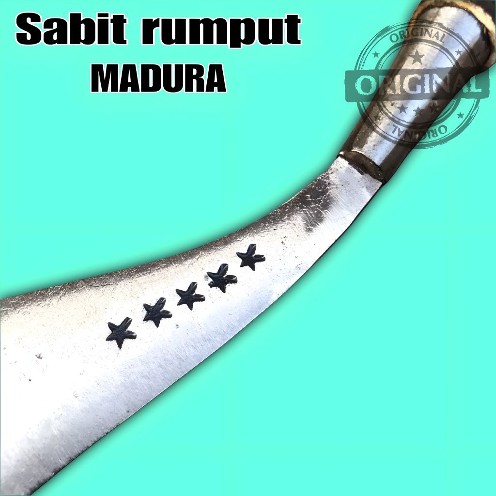 alat tradisional arit rumput asli baja per khas madura original cap bintang lima