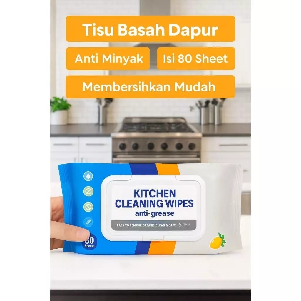 Tissu basah dapur anti bakteri 80 lembar tissu basah dapur praktis