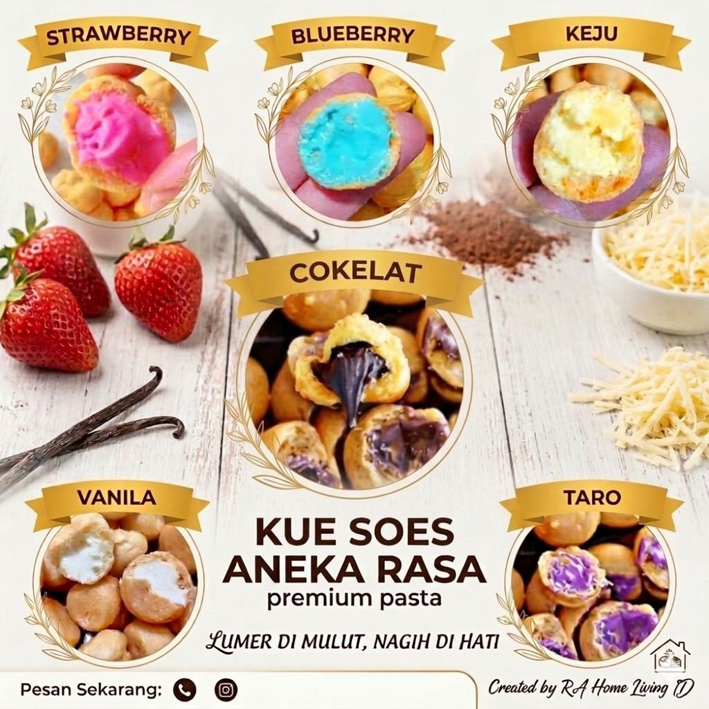 SOES ANEKA RASA 1KG - MIX COKLAT KEJU BLUEBERRY STRAWBERRY TARO VANILLA KUE SUS KERING LUMER 2KG 500