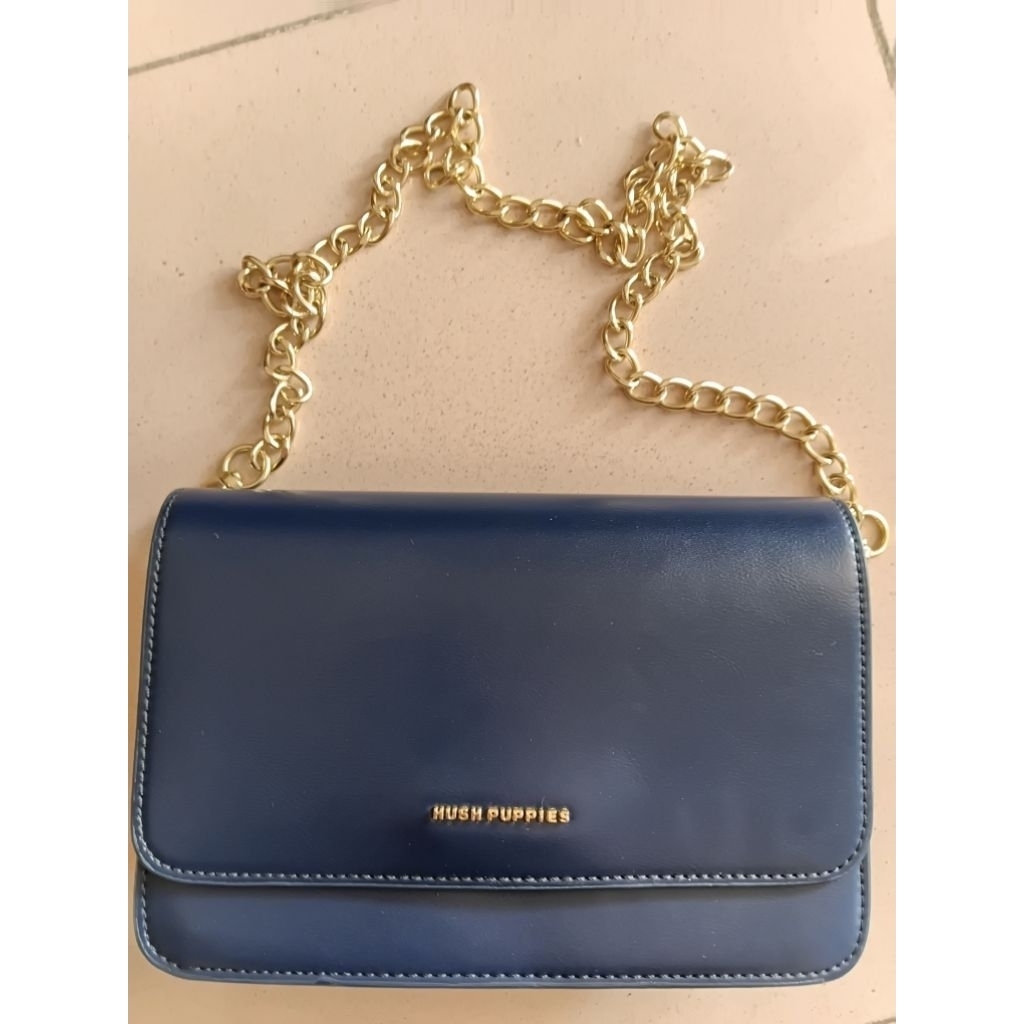 Preloved Tas Hush Puppies Biru Tua, Tas Hush Puppies