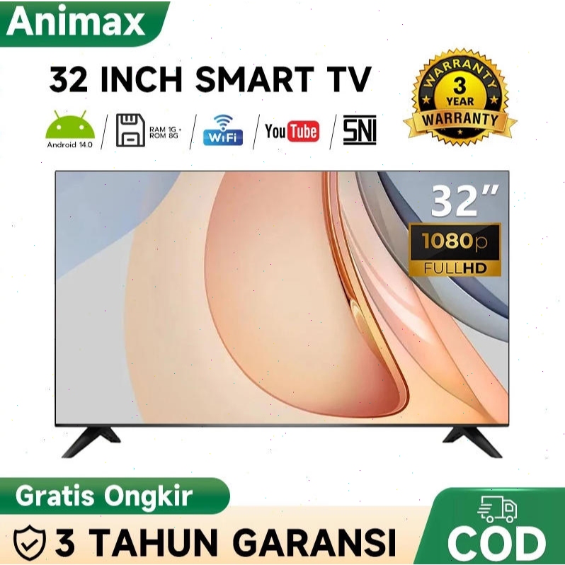 Animax Sakura Smart TV 32 Inch Smart TV Android Smart TV LED 32 Inch 43 Inch Digital TV Garansi 3 ta