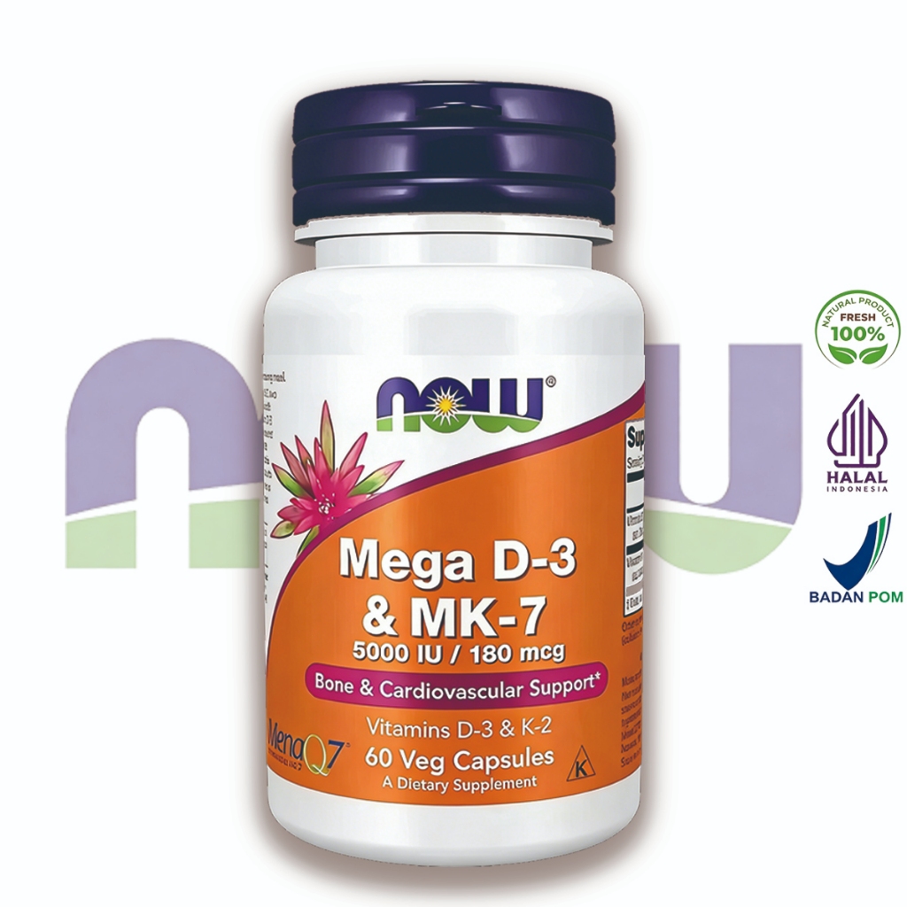 Now Foods Mega D-3 MK-7 Vitamin D3 MK7 D 3 MK 7 Bone Cardiovascular 5000 IU US Supplement