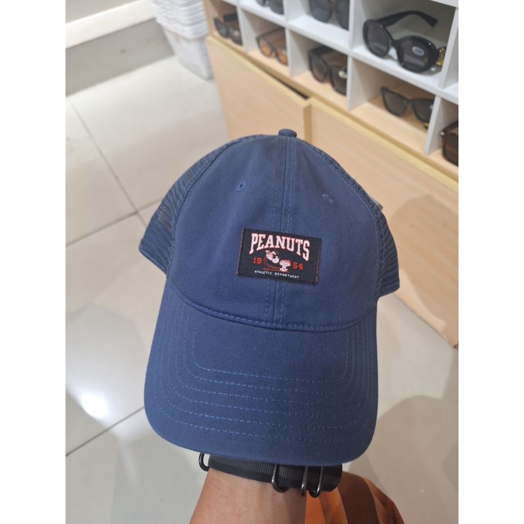 miniso original x snoopy hats topi jaring dark blue topi santai