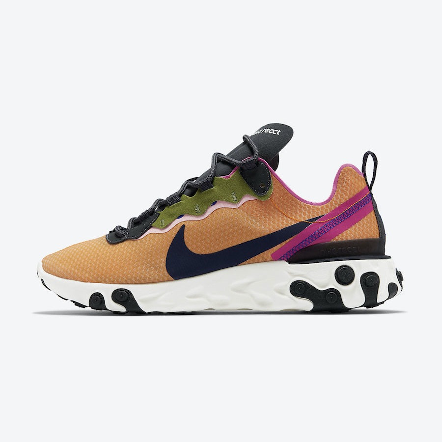 Sepatu Sneakers Casual Pria Nike React Element 55 SE Magma Orange Midnight Navy CI3831 801 Authentic