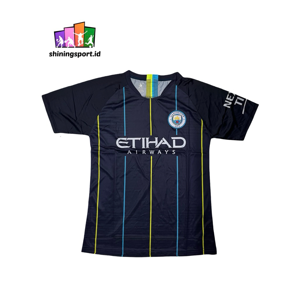 Jersey Bola Dewasa Retro Vintage Manchester City Away 2018/2019 All Size Fit To XL 7 Star 100% Polye