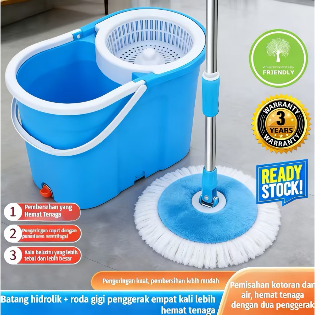 Set Alat Pel 2 Tempat - Tempat Pel dengan Roda dan Pengurasan Otomatis, Plastik Tebal Tahan Lama unt