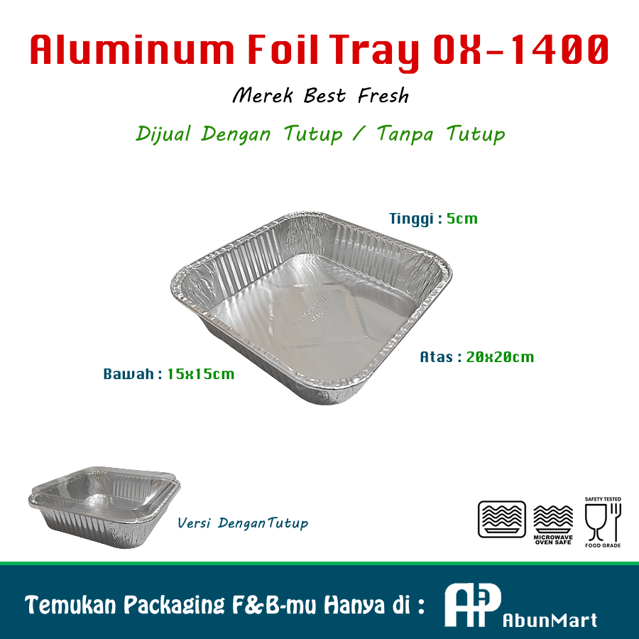 Aluminium Foil Tray Kotak OX-1400 (20x20cm)