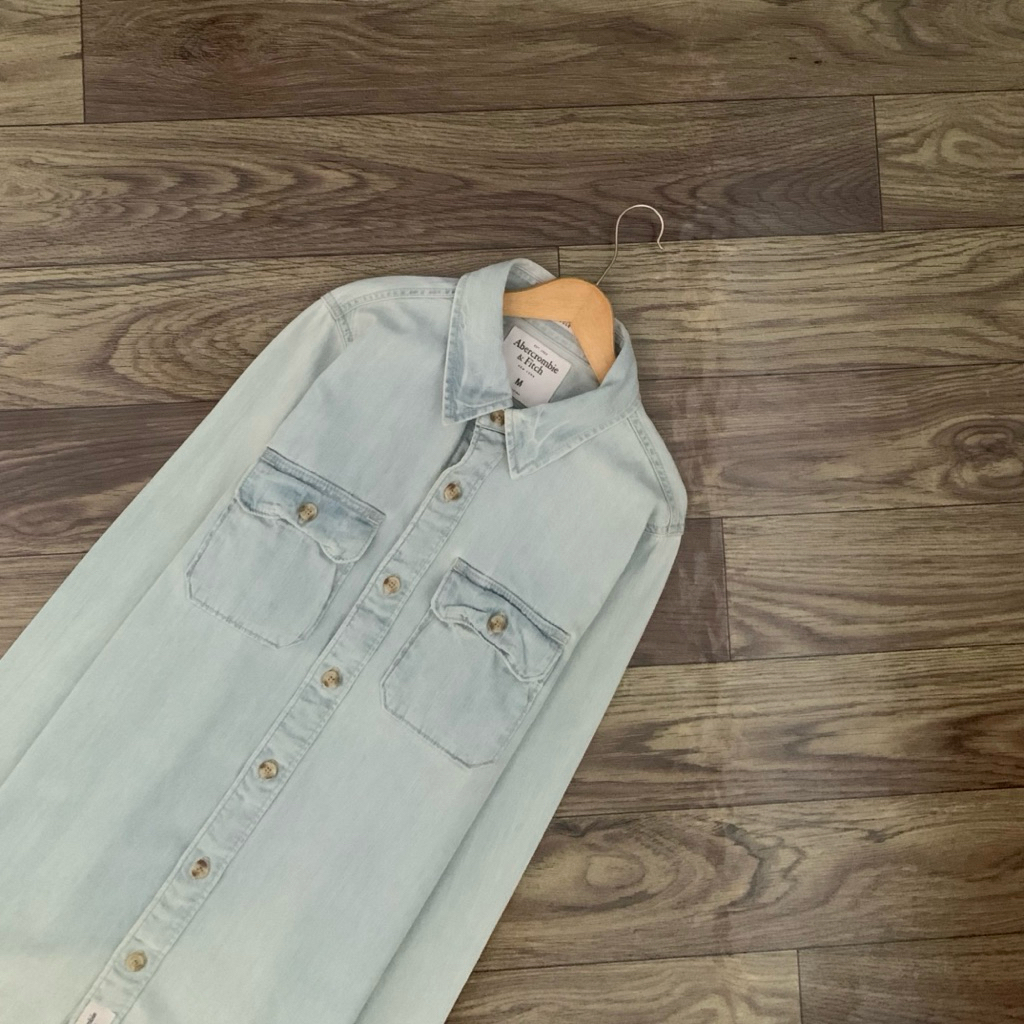 Kemeja ABERCROMBIE & FITCH Branded Denim Long Sleeve