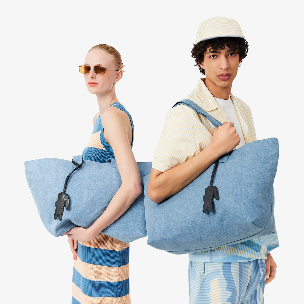 LACOSTE tas tote bag besar shopping bag resleting traveling besar