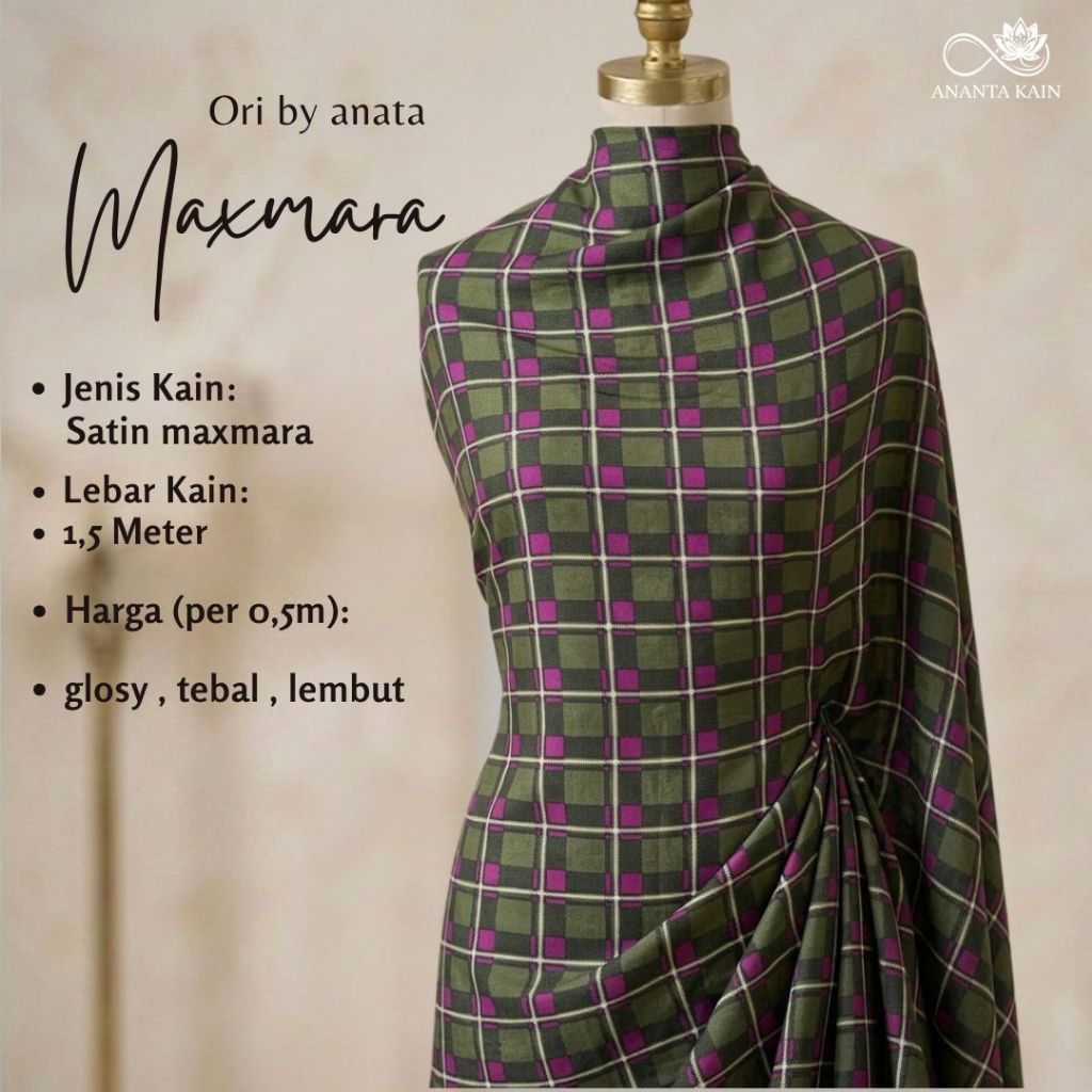 kain satin maxmara premium motif kotak kotak tartan