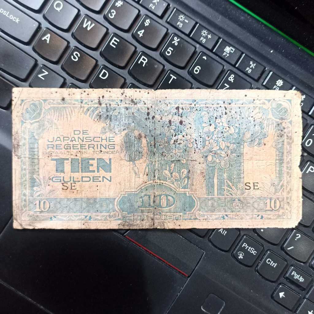 RARE Uang Kuno Indonesia De Japansche Regeering DJR 10 Tien Gulden Prefix SE