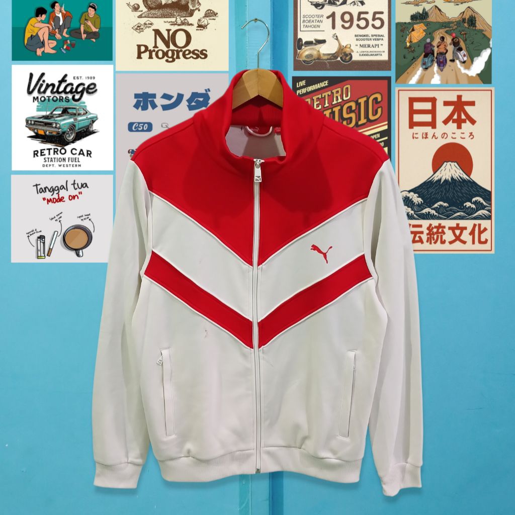 JAKET TRACKTOP PUMA Putih Merah TTB0001 | JAKET PRIA WANITA | TRACKTOP UNISEX