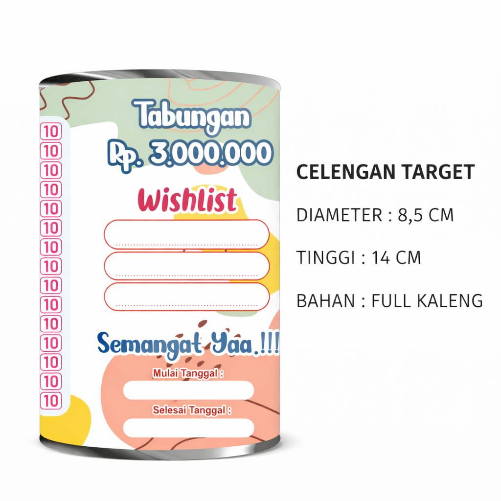Celengan Target Murah BAHAN FULL KALENG Celengan Target Jumbo Small Buka Tutup Celengan Target Perma