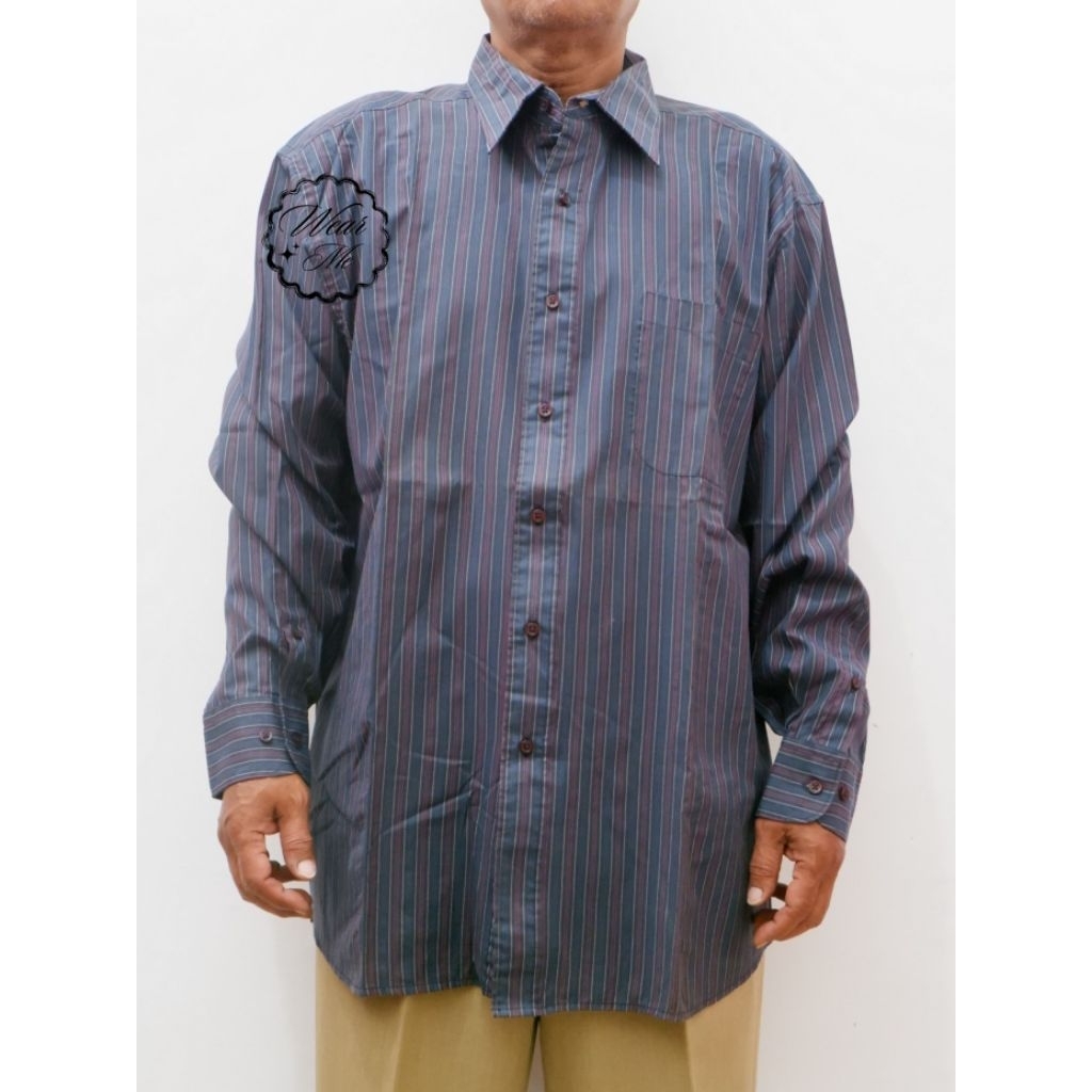 Kemeja Stanley Adams Navy Garis Kecil Size 17