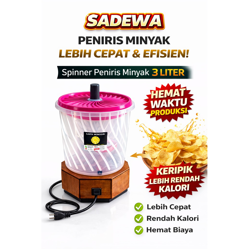 SADEWA spiner peniris minyak mesin pengering minyak gorengan alat dapur