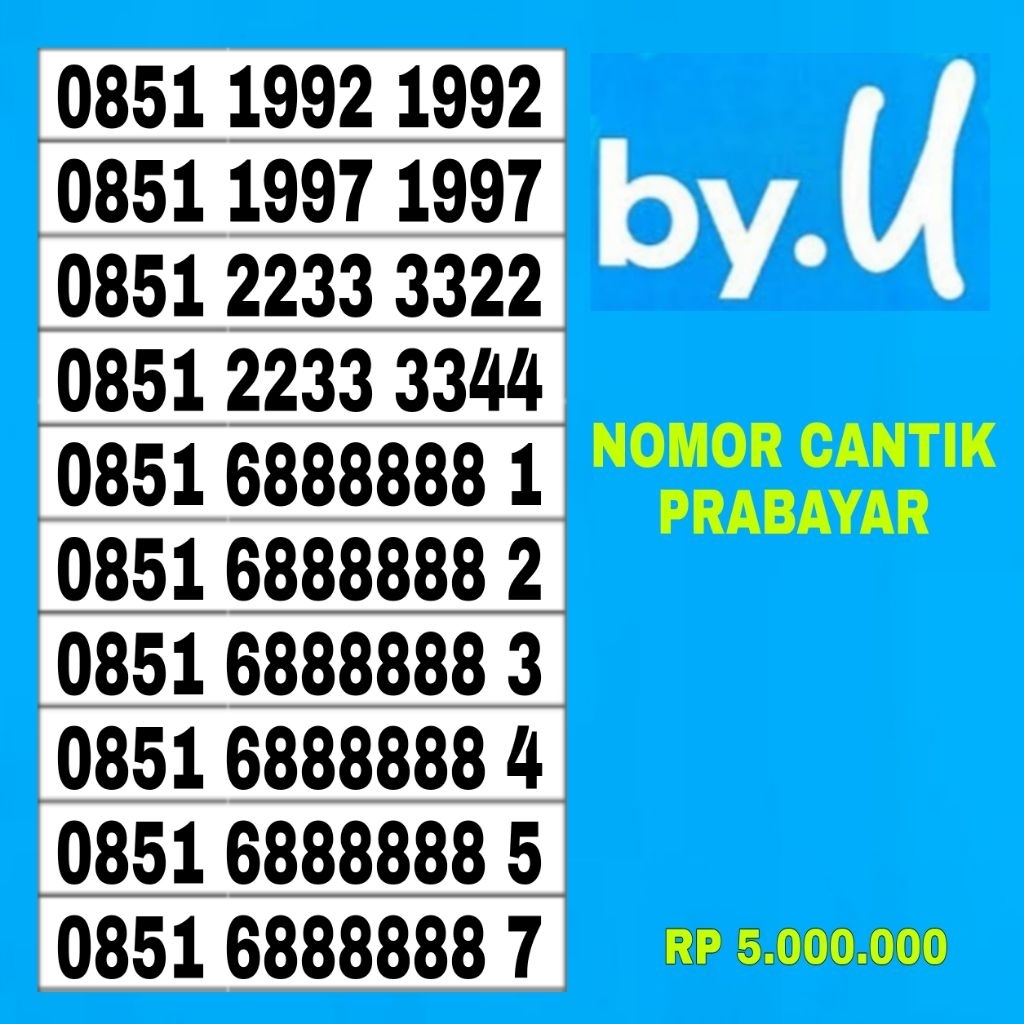 Nomor cantik kartu perdana by.u prabayar