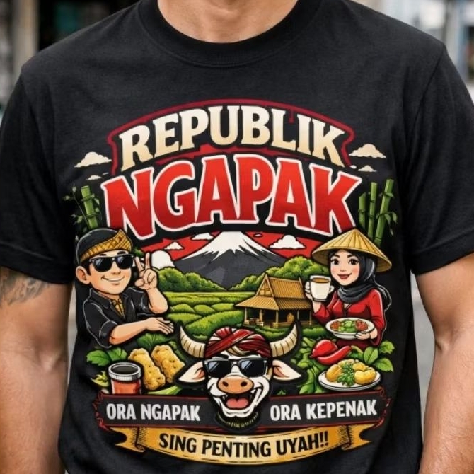 REPUBLIK NGAPAK ORA NGAPAK ORA KEPENAK | Kaos Distro T-Shirt Unisex Pria - Wanita