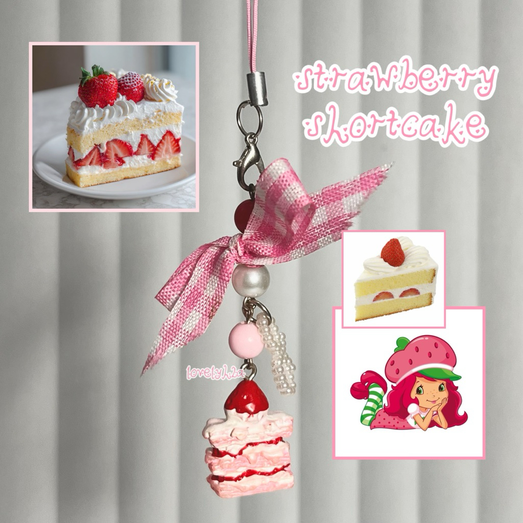 [strawberry shortcake] pink series phone charm phone strap for hp lanyard hp keychain gantungan kunc