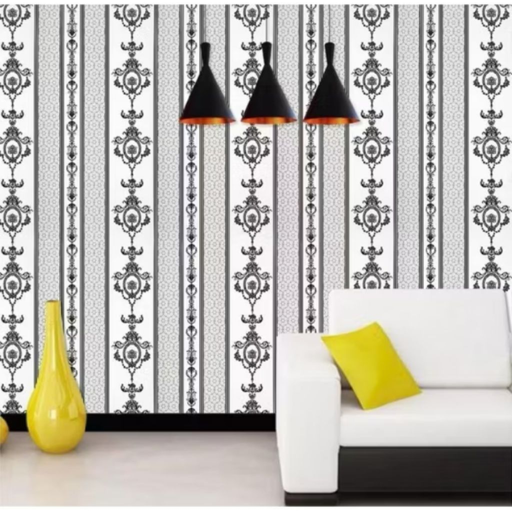 WALLPAPER DINDING MOTIF BATIK HITAM