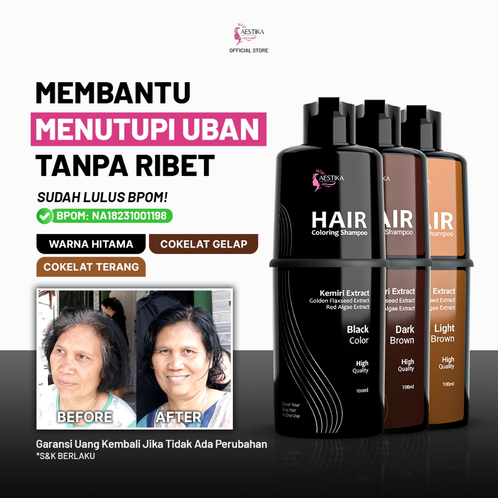 AESTIKA Sampo Penghitam Rambut Penghilang Uban Halal
