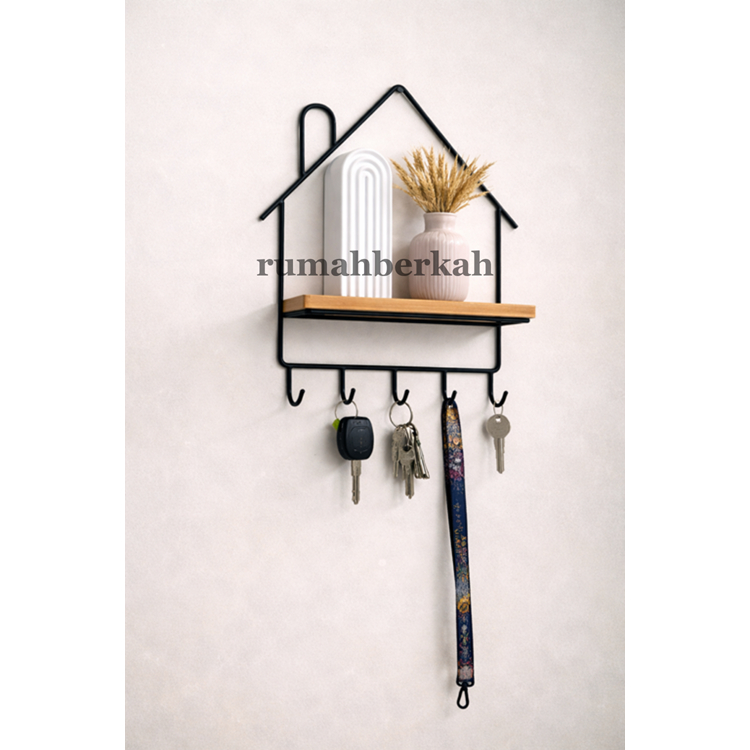 Rak Dinding Aesthetic untuk Kamar | Rak Kunci, Dekorasi Estetik, Wall Shelf Kayu Besi Multifungsi