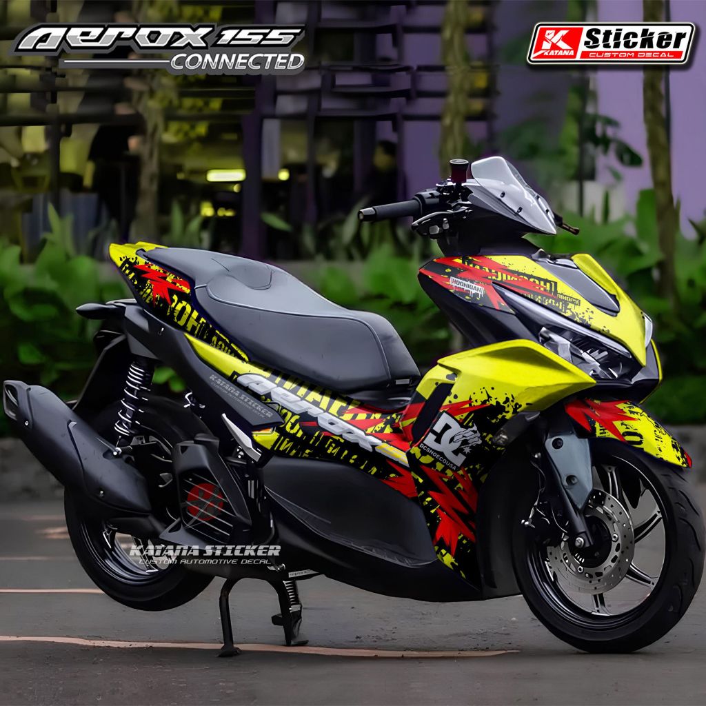 YAMAHA Striping Sticker Decal Stiker Yamaha Aerox Connected Kuning 2021-2024 Motif List Racing Simpl