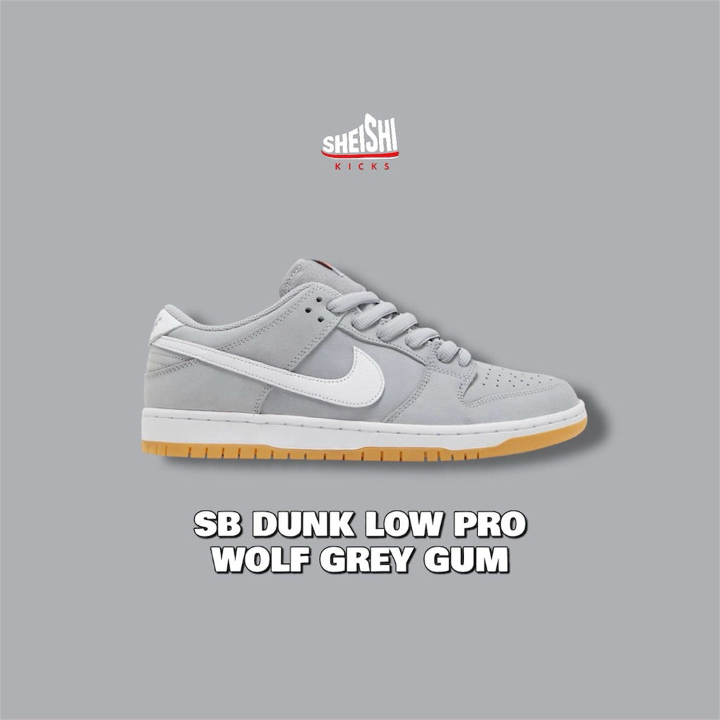 Sepatu Sneakers Pria SB Dunk Low Pro Wolf Grey Orange Label
