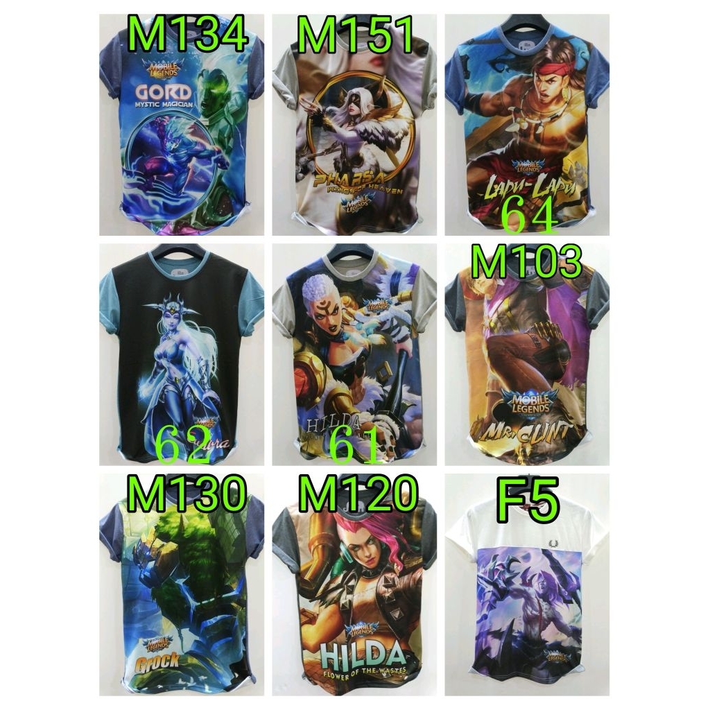 NEW KAOS DEWASA MOBILE LEGENDS HERO REAL 3D FULL PRINT MOBILE LEGEND ZILONG LANCELOT ALUCARD GUSION