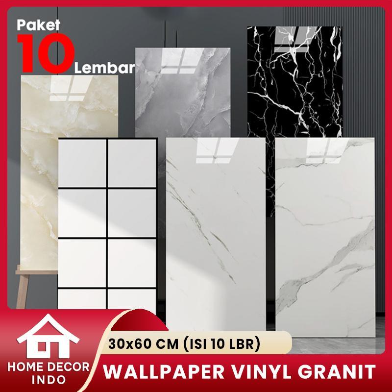Home Decor - Paket Isi 10 Lembar Vinyl Marble Wallpaper Dinding Marble Granit 30x60cm(Ketebalan 3mm)