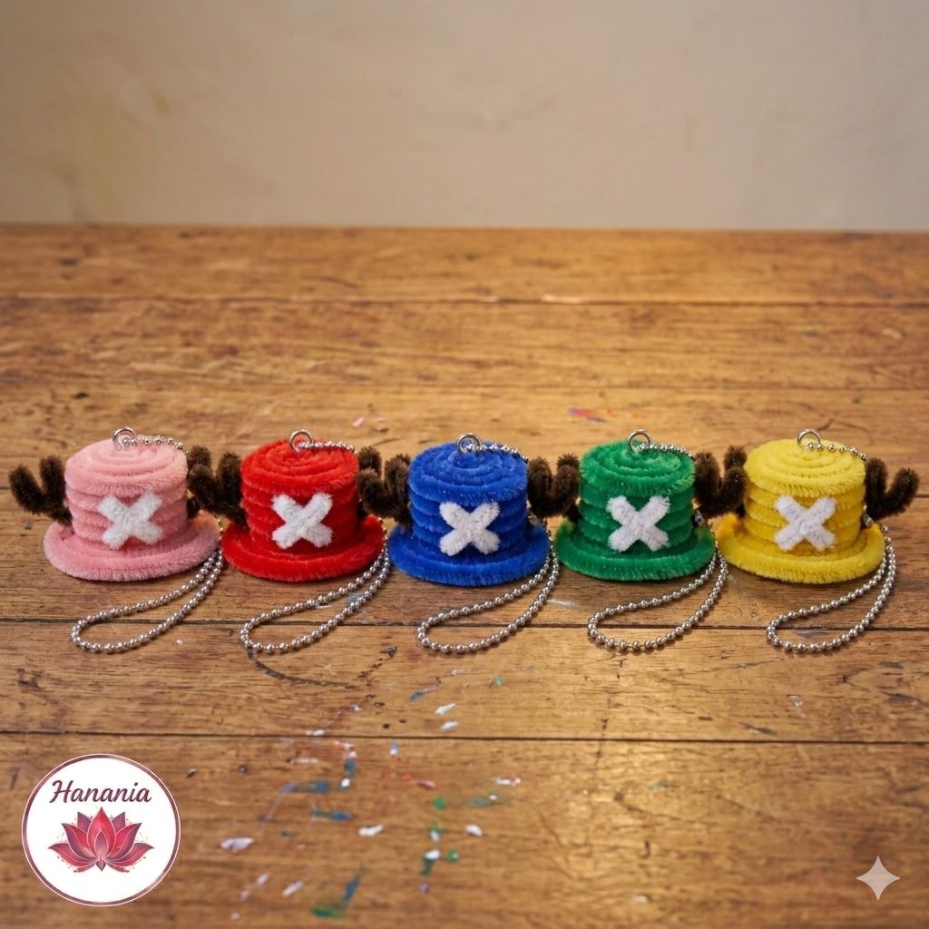 gantungan kunci kawat bulu bentuk topi Tony Tony Chopper