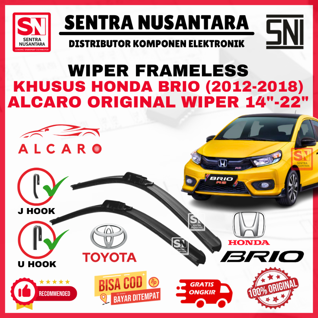 Wiper Mobil Honda Brio (2012-2018) ALCARO ORIGINAL | Wiper Kaca Mobil Honda Brio Model Frameless Pre
