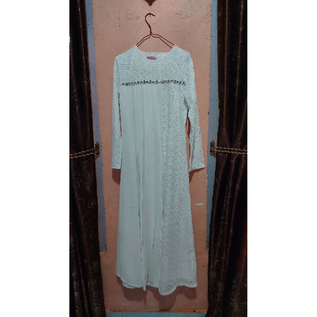 Gamis Wanita Putih Renda Preloved