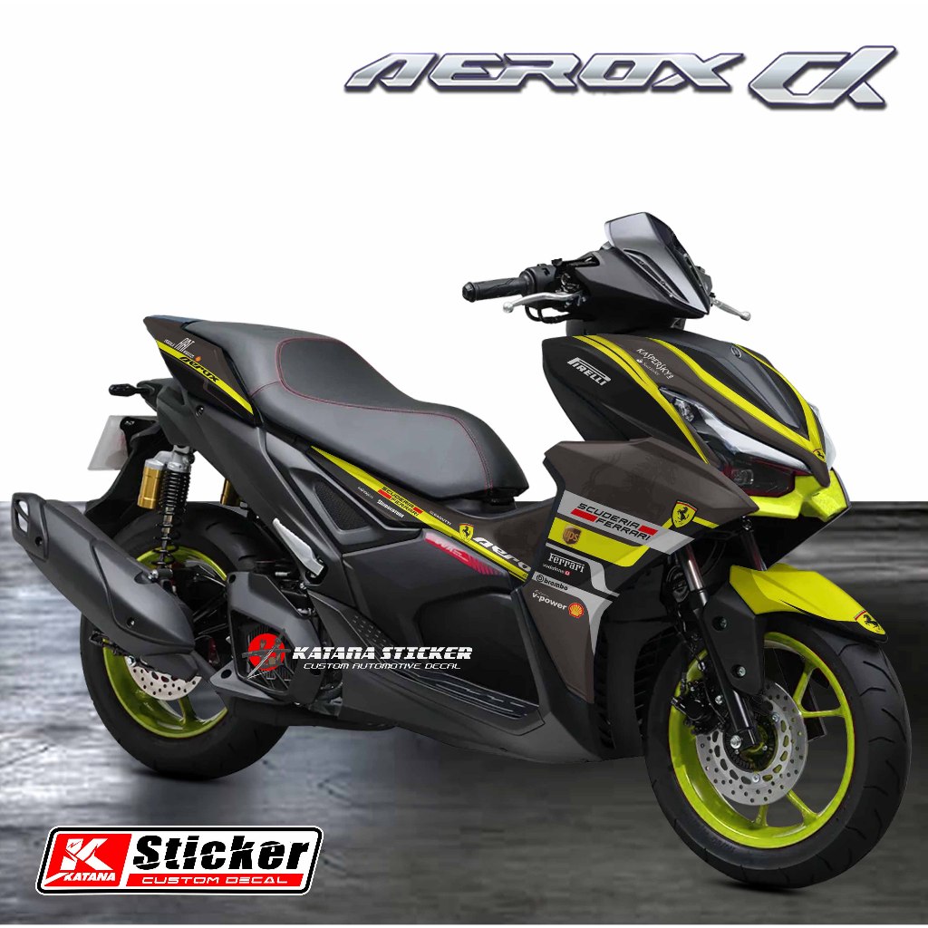 Sticker Decal Full Body Yamaha All New Aerox Alpha Aerox Turbo 2025 Motif Grafis Ferrari Racing Vari