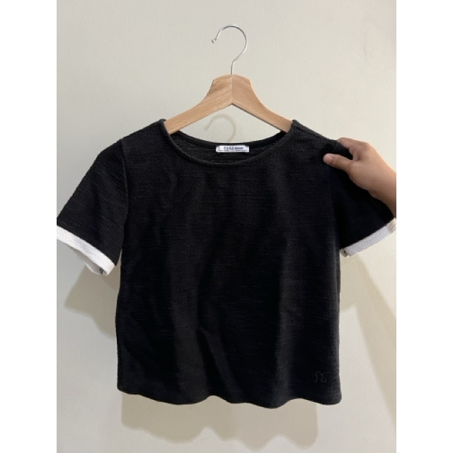 [PRELOVED] ZARA Tweed Top in Black