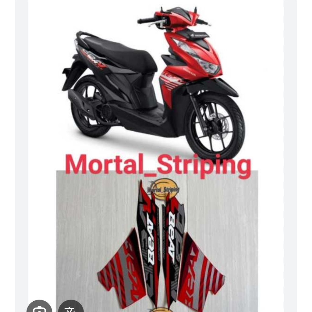 striping honda beat fi new tahun 2020-2021 merah hitam